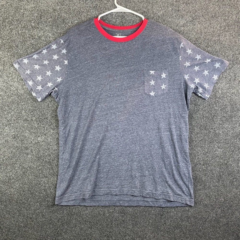 George Americana Star Print Pocket T-Shirt Men's Large Navy Blue